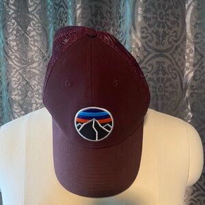 Patagonia; Burgundy Trucker Hat with Mountain Patch